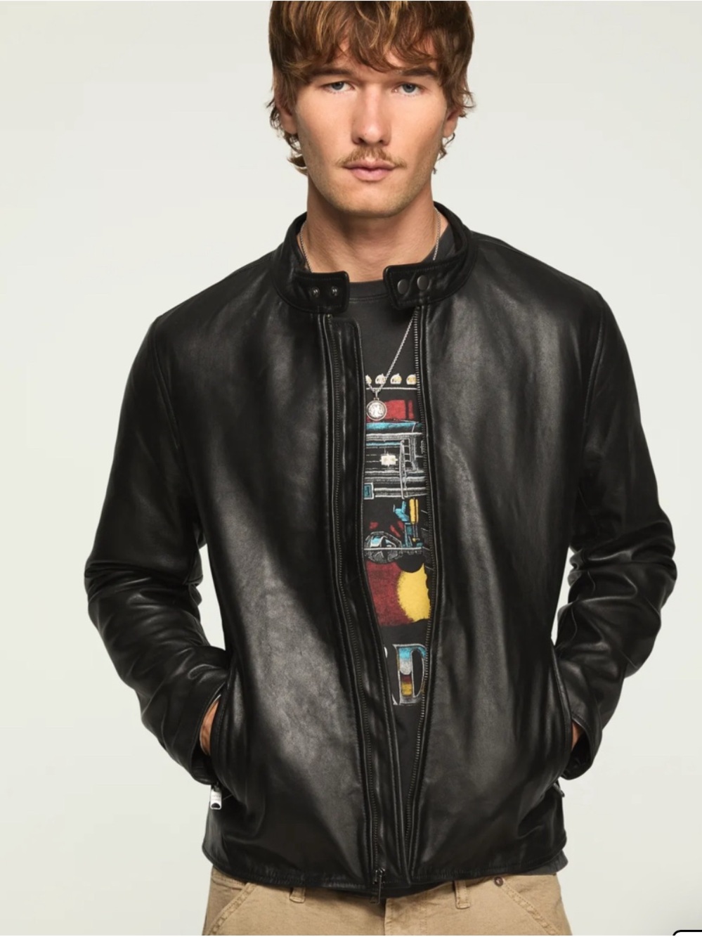 Lucky Brand Black Leather Bomber Jacket